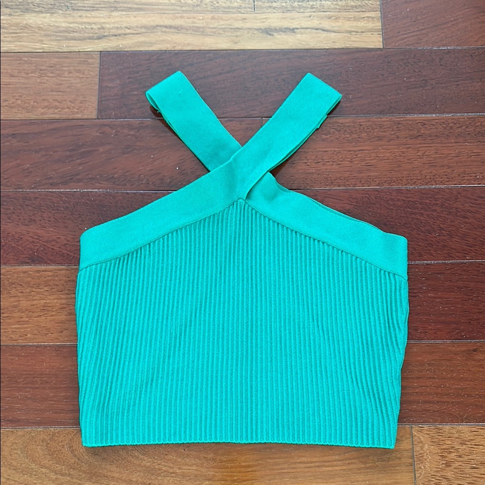 Green Ribbed Women's Top